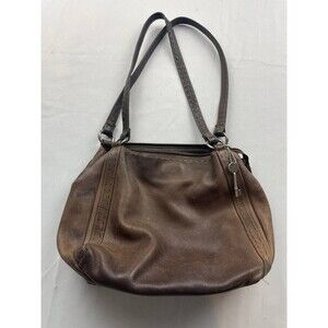 Vintage Fossil Brown Pebbled Leather Handbag Purse Hobo Shoulder Bag